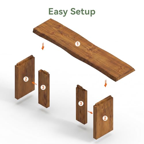 55 Inch Wooden Entryway Bench with Live Edge, Solid Wood Shoe Bench for Entrance, End of Bed for Bedroom, Entryway, Hallway, Indoor, Rustic Brown