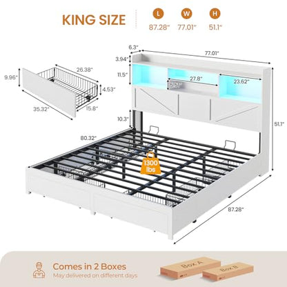 King Bed Frame with 6 Storage Drawers, view 3