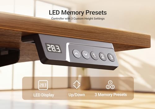 Electric Standing Desk Adjustable Height, 40 x 24 Inches Sit Stand up Desk with Memory Presets & Cable Management, Home Office Desk for Office & Computer Workstation, Black Frame/Rustic Brown Top