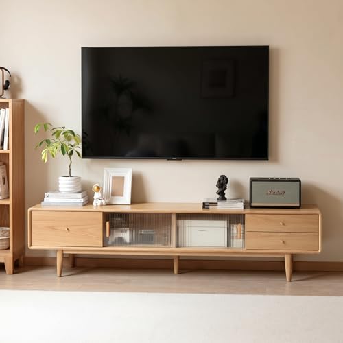 Solid Oak Wood TV Fully-Assembled Stand for 65-80 Inch TVs, view 2