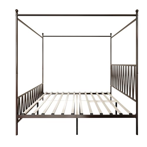 Dallas King Zigzag Metal Canopy Platform Bed Frame, Brown, view 6
