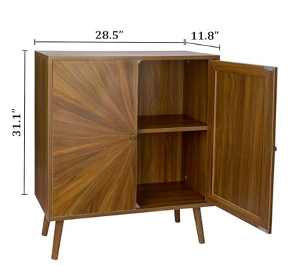 Modern Sideboard Buffet Cabinet with Crafted Door, Mid Century Accent Storage Console Table, Farmhouse Cupboard Wood Bar Cabinet for Living Room Kitchen Office Dining Room Entryway