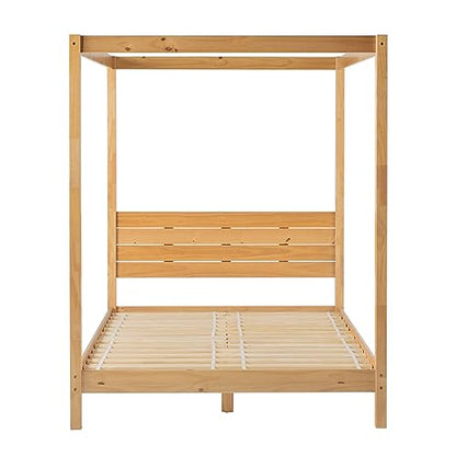 Isla Slatted Headboard Canopy Bedframe, Queen, Natural Pine