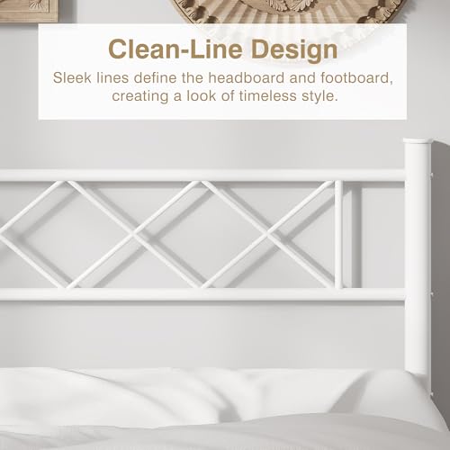 Twin Size Bed Frame with Headboard, Heavy Duty Bedframe with Strong Metal Slats, view 6