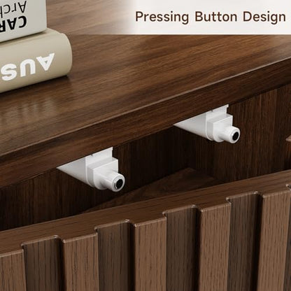 63" Fluted Sideboard Cabinet with Storage Adjustable Shelves Walnut, view 7