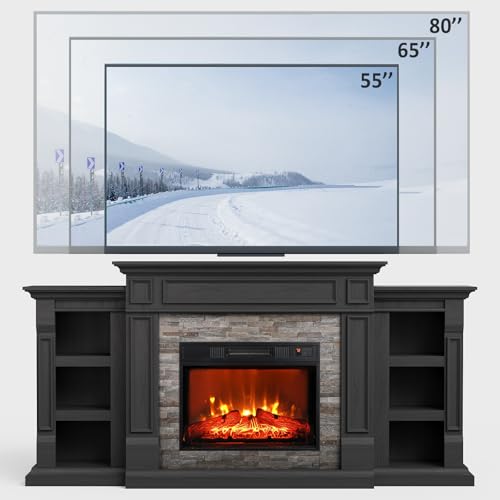 72" Electric Fireplace with Mantel Fireplace TV Stand for Living Room, view 5