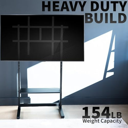 VIVO Heavy Duty 55 to 100 inch TV Floor Stand, Holds up to 154 lbs, Tall Stationary TV Mount with Storage Shelf, Black, STAND-TV100F