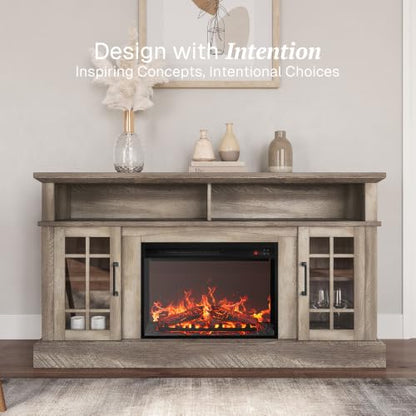 Astorga 58" TV Stand with 23" Electric Fireplace - Ashland Pine, view 4