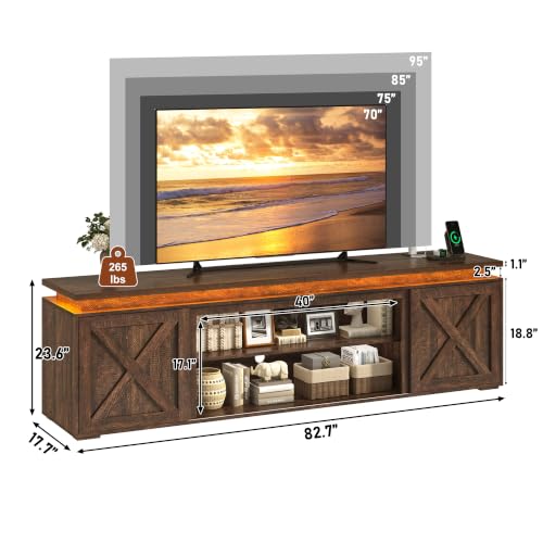 83" Farmhouse TV Stand for TVs Up to 95 Inch,Brown, view 3