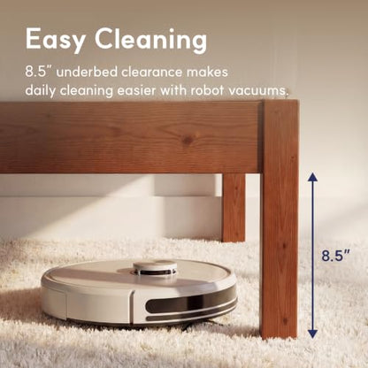 Queen Bed Frame Classic Solid Pine Wood Platform, Noise Free, Under Bed Storage, view 3