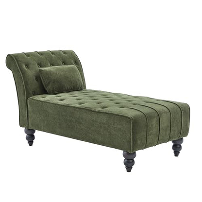 Rafaela Velvet Upholstered Chaise Lounge Chair Indoor with Lumbar Pillow, view 5