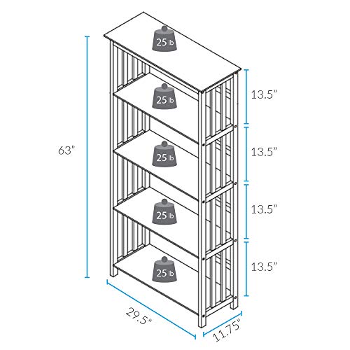 Mission Style 5-Shelf Bookcase-Walnut, view 4