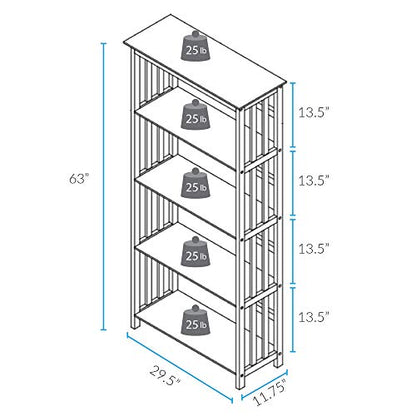 Mission Style 5-Shelf Bookcase-Walnut, view 4