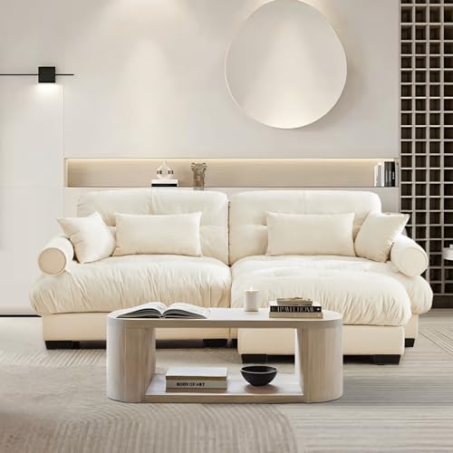 L Shaped Couches for Living Room, Small Sectional Sofa Set with Reversible Chaise, Modern Designed Sleeper Sofas and Modular Couch Function, Suitable for Small Spaces in Apartment, Beige