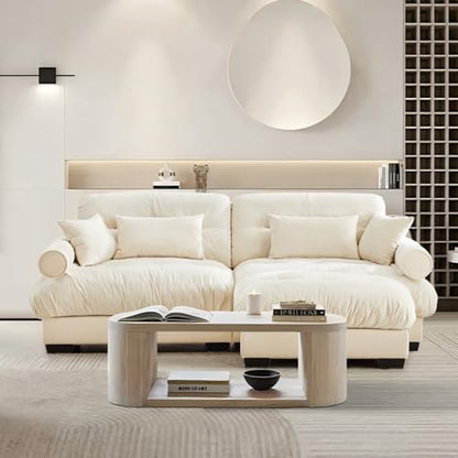 L Shaped Couches for Living Room, Small Sectional Sofa Set with Reversible Chaise, Modern Designed Sleeper Sofas and Modular Couch Function, Suitable for Small Spaces in Apartment, Beige