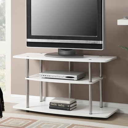 Designs2Go 3-Tier Wide TV Stand, White