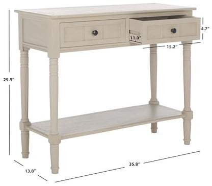 SAFAVIEH Furniture - Samantha 2-Drawer Console Table - Vintage Grey - Solid Wood - Classic Storage Design - Ideal for Entryway, Living Room, Hallway, 35.8"W x 13.8"D x 29.5"H (AMH5710A)