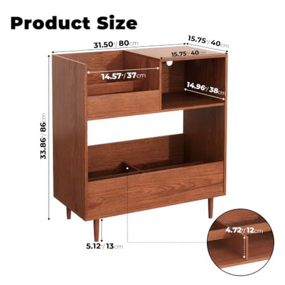 Mid Century Modern Record Player Stand，2-Tier Vinyl Record Storage, view 3