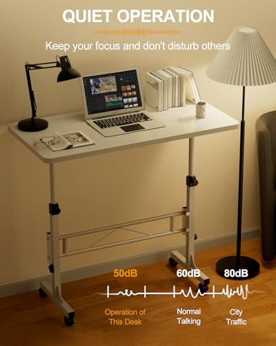 Small Standing Desk Adjustable Height, Mobile Stand Up Desk with Wheels, view 6