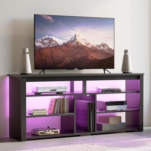 LED TV Stand for 65 Inch TV with Storage, 55-Inch Wide, Black, view 2