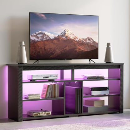 LED TV Stand for 65 Inch TV with Storage, 55-Inch Wide, Black, view 2