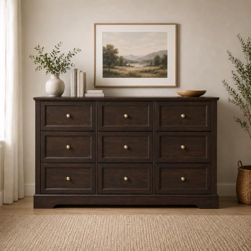 Farmhouse Dresser 9 Drawer, Bedroom Chest of Drawers, Dressers with 9 Drawers, view 6