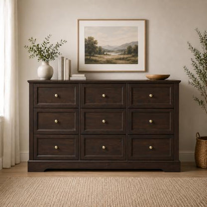 Farmhouse Dresser 9 Drawer, Bedroom Chest of Drawers, Dressers with 9 Drawers, view 6