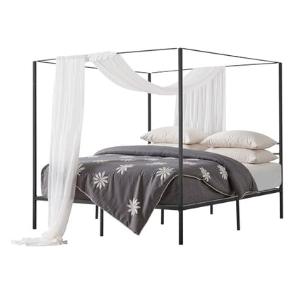 Canopy Bed Frame King Size, Metal Canopy Bed with Four Posters Design, view 2