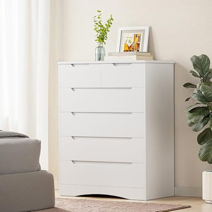 Tall 6 Drawer Dresser, White Bedroom Chest of Drawers Cabinet, view 2