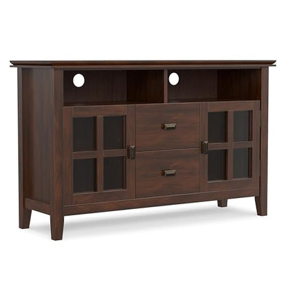 Artisan TV Stand - 48 inch Wide Solid Wood Media Console in Russet Brown, Contemporary Entertainment Center for Living Room for TVs up to 55 Inches with Drawers and Cable Management