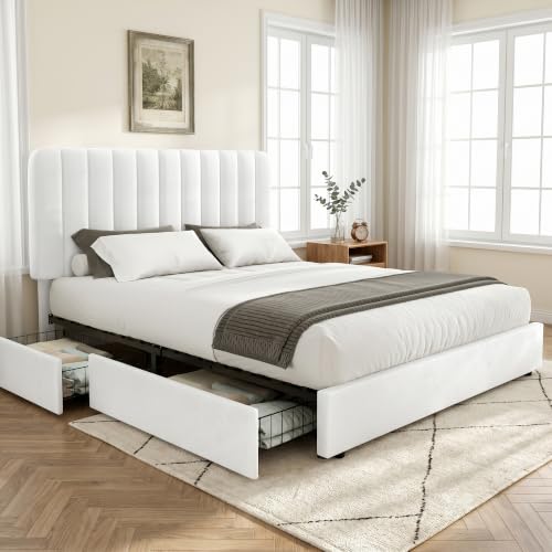 Full Size Upholstered Bed Frame with 4 Drawers and Headboard, view 2