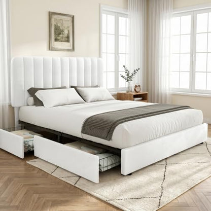 Full Size Upholstered Bed Frame with 4 Drawers and Headboard, view 2