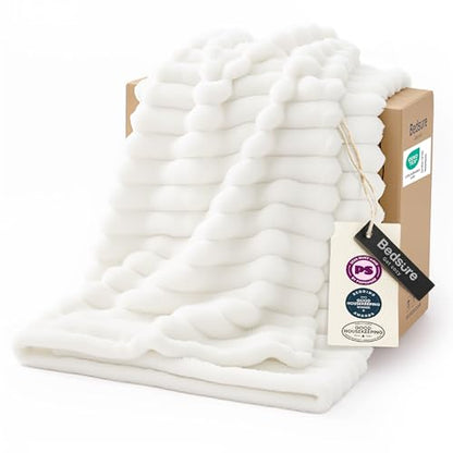 GentleSoft White Throw Blanket for Couch, view 2