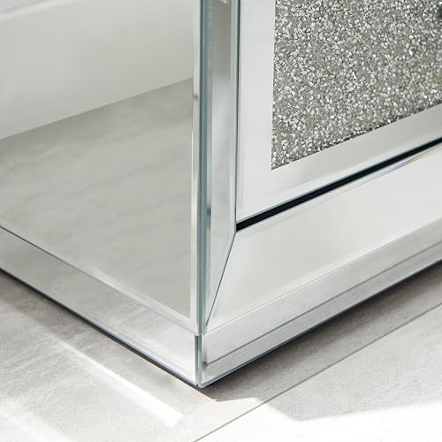 Stella Crushed Diamon Mirrored Crystal Bedside Table Bedside Cabinet Modern Stylish 3 Drawer Bedroom Storage Bedroom Furniture