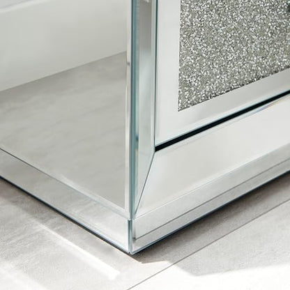 Stella Crushed Diamon Mirrored Crystal Bedside Table Bedside Cabinet Modern Stylish 3 Drawer Bedroom Storage Bedroom Furniture