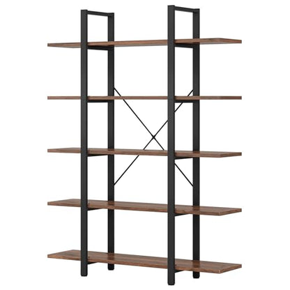 Tribesigns 5-Tier Bookshelf, Vintage Industrial Style Bookcase 72 H x 12 W x 47L Inches