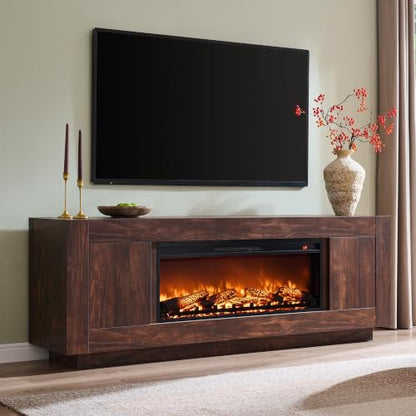 70" Fireplace TV Stand for 80" TV, 36" Electric Fireplace, Dark Walnut, view 4