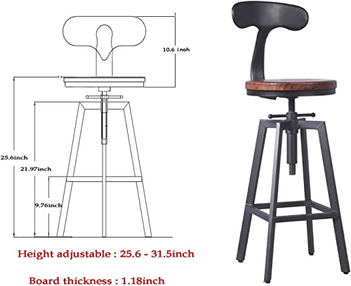 5 Piece Bar Table and Barstool Set Industrial Rectangular Pipe Dining Pub Bar Desk and Kitchen Counter Height Adjustable Stool with Iron Backrest Black(1 Table + 4 Chairs)