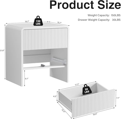 3 Piece Bedroom Dresser Set, 6 Drawer Dresser with 2 Nightstands, Fluted Chest of Drawers with Pop-Up Design, Modern Storage Furniture for Bedroom, Living Room, Entryway, White