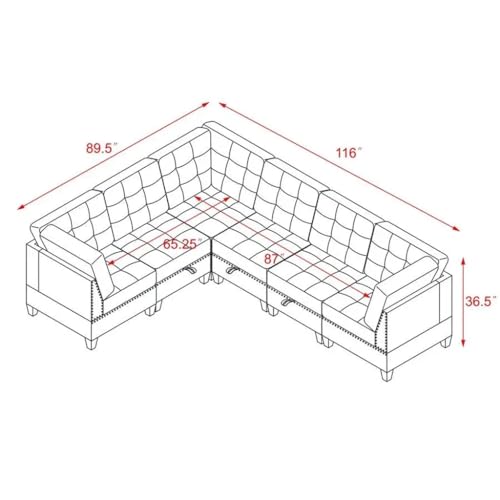 L Shape Modular Sectional Sofa，Includes Three Single Chair and Corner ，Navy Chenille