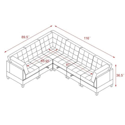 L Shape Modular Sectional Sofa，Includes Three Single Chair and Corner ，Navy Chenille