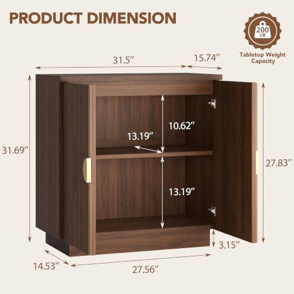 31.5" Sideboard Buffet Cabinet with Arched Slatted Doors, view 3