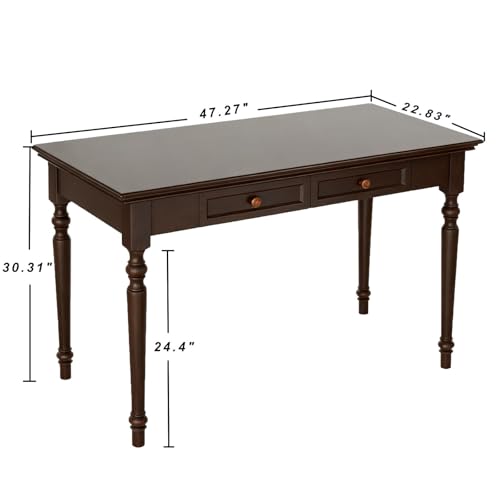 ADORZ Walnut Writing Desk with Drawers, 47 Inch, view 3