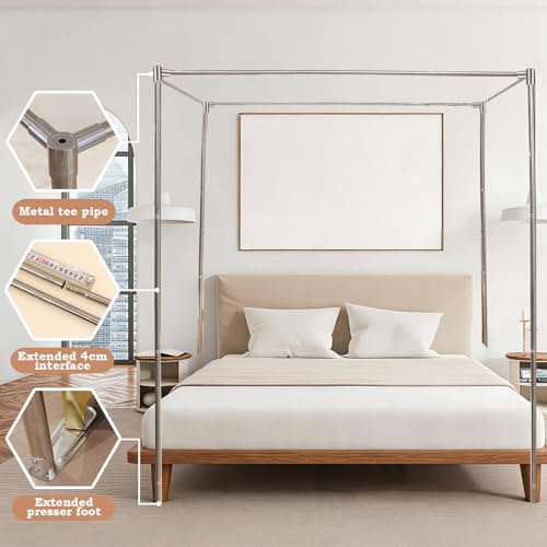 Canopy Bed Frame Full Size, Stainless Steel Metal Bed Post Poles, view 4