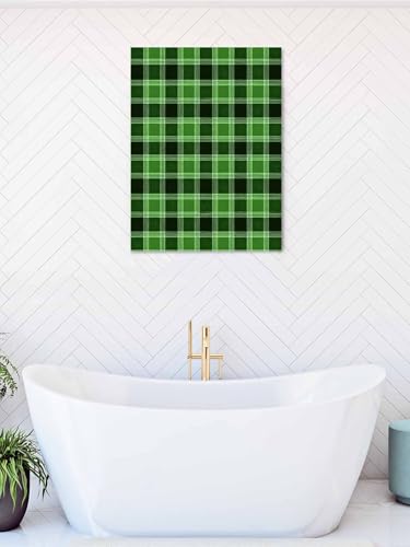 NuYeBiofx Farm Green Dark Checker Plaid Canvas Wall Art Prints,30"x20" Framed Picture Artwork Rustic Buffalo Lattice Printed Canvas Oil Painting for Living Room Bedroom Office,Ready to Hang