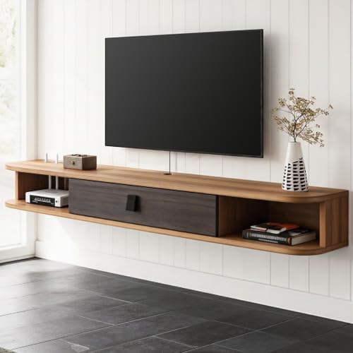 Floating TV Stand, 55''Wall Mounted TV Shelf TV Console, view 5