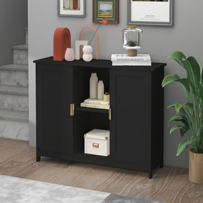 Black Buffet Cabinet,Modern Narrow Sideboard Buffet Cabinet, view 7