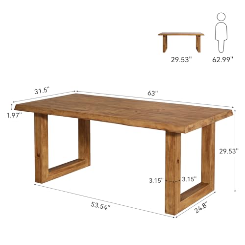 Solid Wood Home Office Desk, 63" Live Edge Executive Desk, view 3