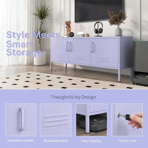 Purple Media TV Stand with Lock, view 6