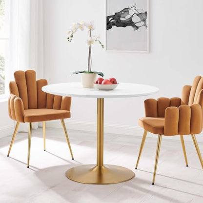 Amuse 40Inch Dining Table Solid Wood Gold White Finish Modern Kitchen Room Entertaining Home Furniture Quality Stylish Elegant Durable Refined Versatile Contemporary